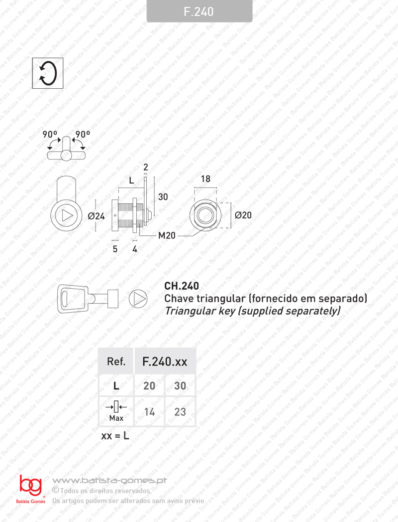 Fechadura de patilha para chave triangular